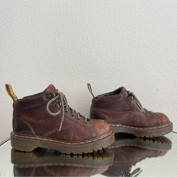 !SOLD! DR. MARTENS Vintage Y2K Brown Leather 8287 Chunky Grunge Ankle Boots - Picture 4 of 12